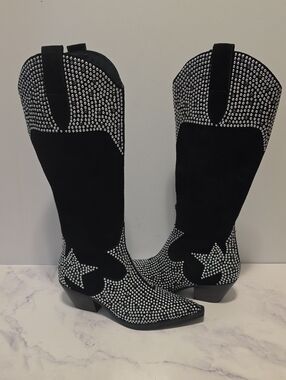 Matisse Dumplin  Black and Silver Women's Cowboy Boots Brand New